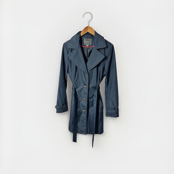 Covington Women's Button Front Rain Trench Coat Tortoise Shell Style Buttons LG - Picture 3 of 9